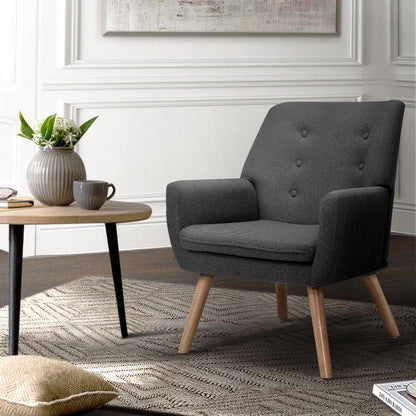Artiss Armchair Linen Fabric Anne Charcoal.