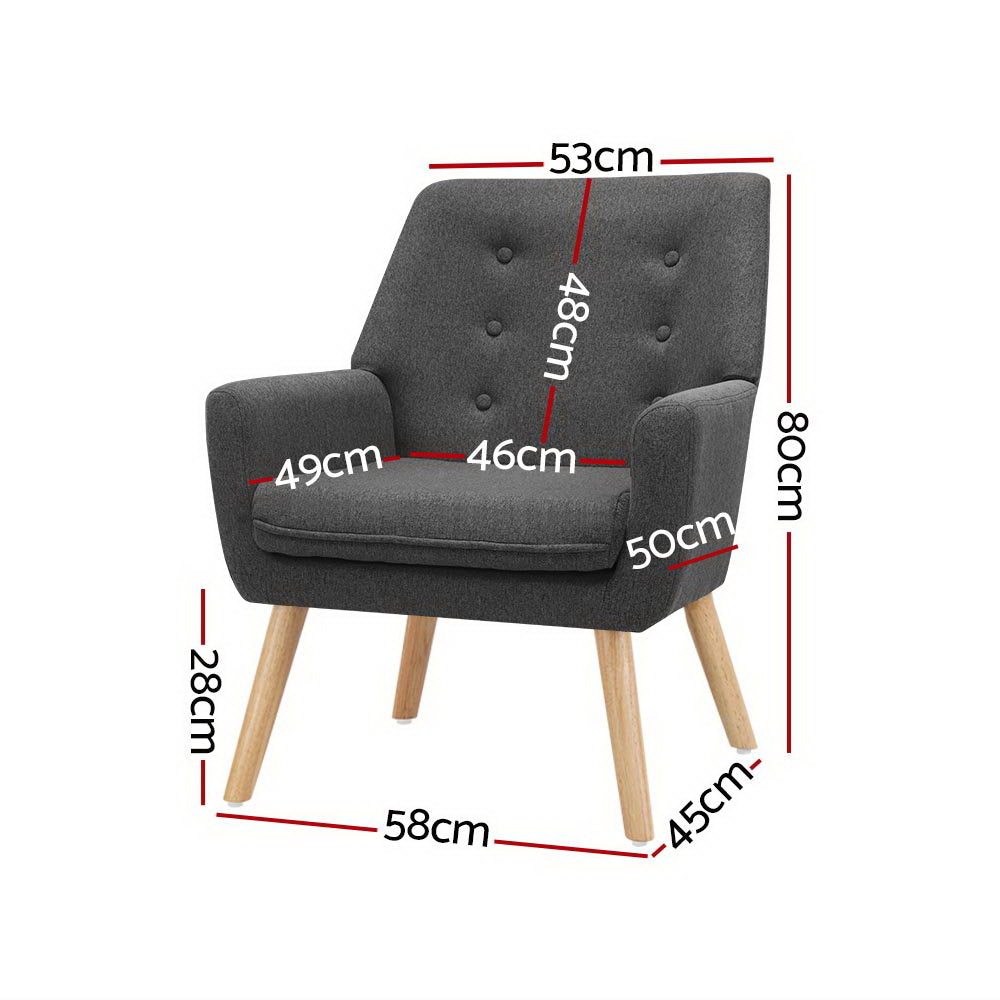 Artiss Armchair Linen Fabric Anne Charcoal.