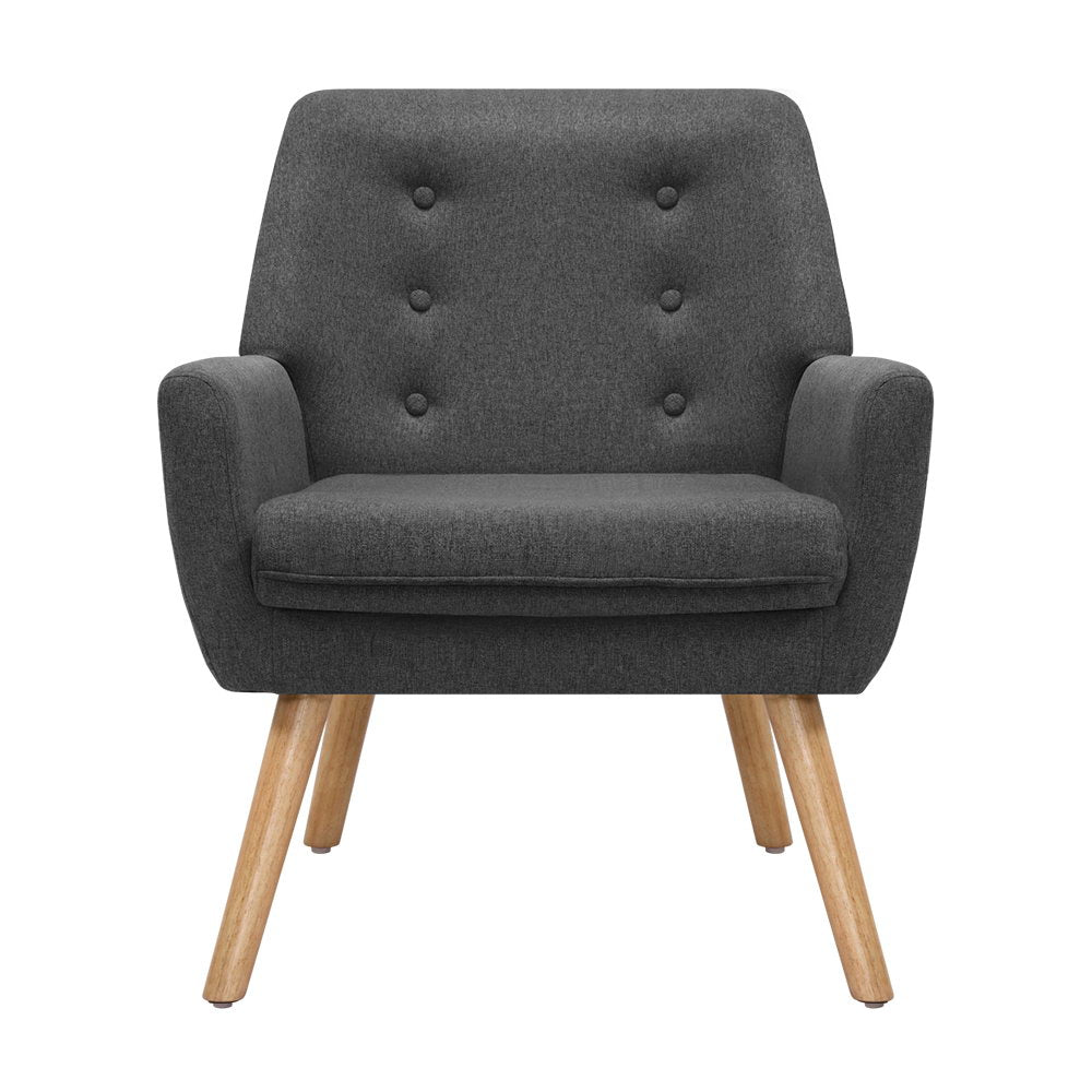 Artiss Armchair Linen Fabric Anne Charcoal.