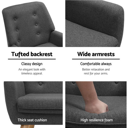 Artiss Armchair Linen Fabric Anne Charcoal.