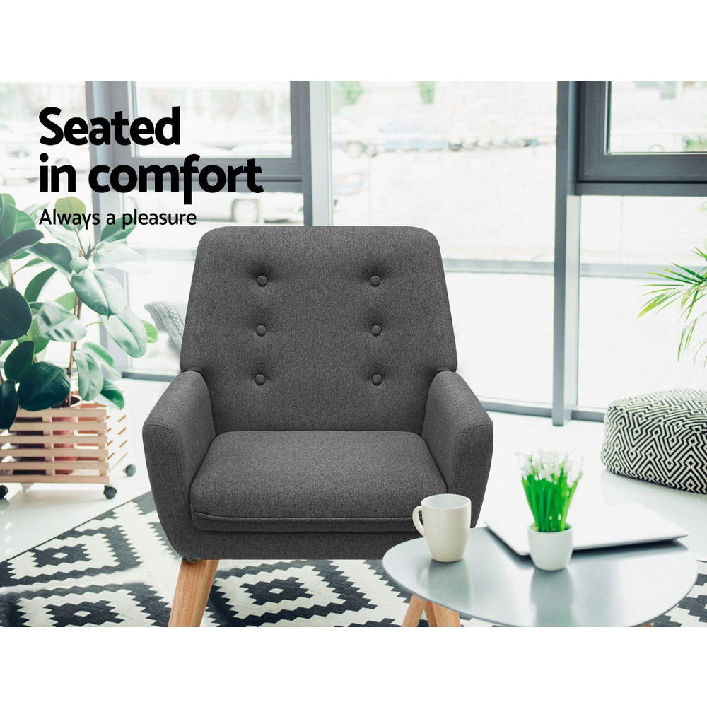 Artiss Armchair Linen Fabric Anne Charcoal.