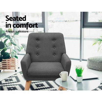 Artiss Armchair Linen Fabric Anne Charcoal.