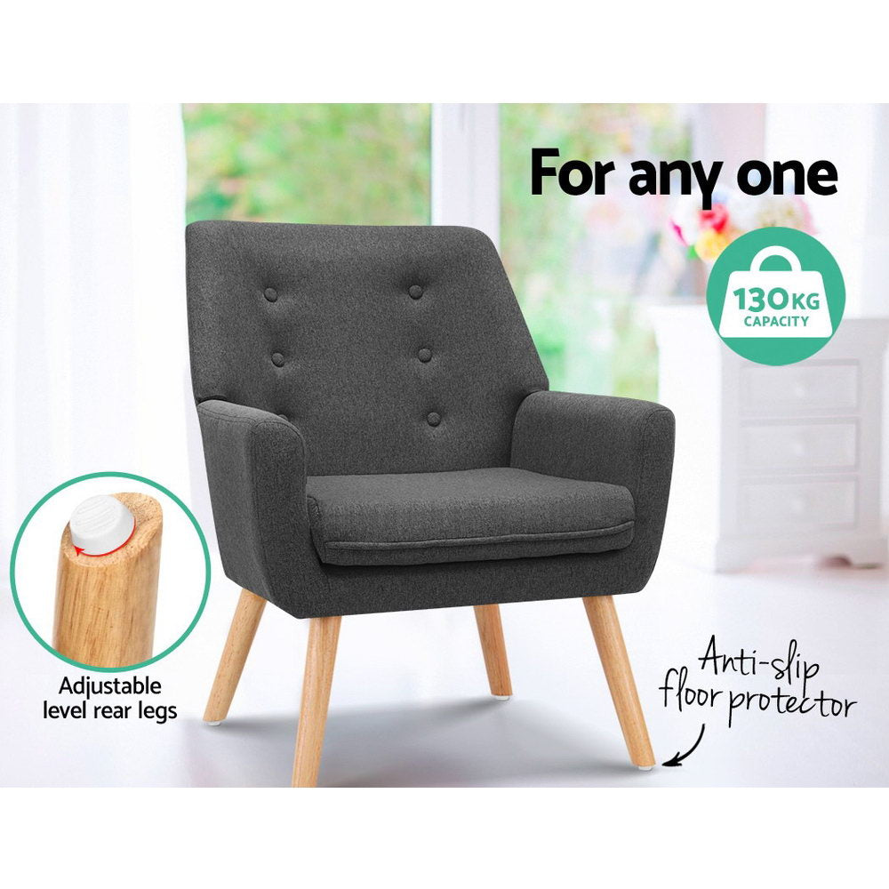 Artiss Armchair Linen Fabric Anne Charcoal.