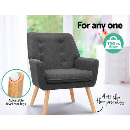 Artiss Armchair Linen Fabric Anne Charcoal.