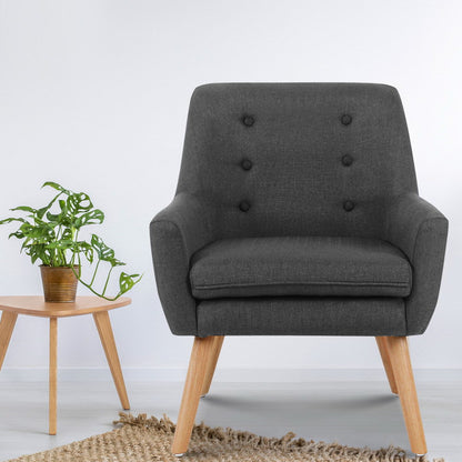 Artiss Armchair Linen Fabric Anne Charcoal.
