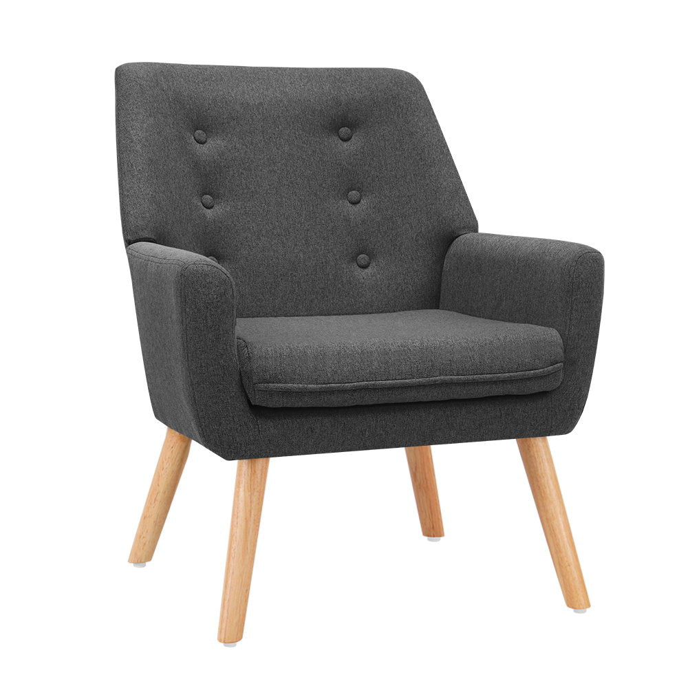 Artiss Armchair Linen Fabric Anne Charcoal.