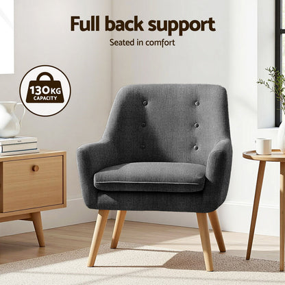 Artiss 2X Armchair Lounge Chair Accent Tub Chair Charcoal ANNE