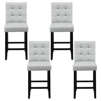 Artiss 4x Bar Stools Kitchen Dining Chairs Counter Fabric Stool Wooden Ada Grey