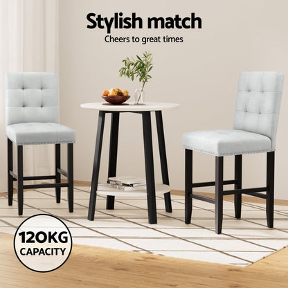 Artiss 4x Bar Stools Kitchen Dining Chairs Counter Fabric Stool Wooden Ada Grey