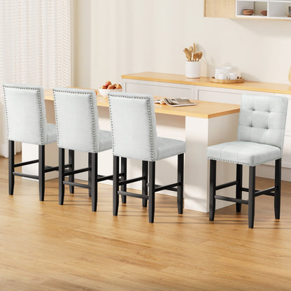 Artiss 4x Bar Stools Kitchen Dining Chairs Counter Fabric Stool Wooden Ada Grey