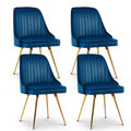 Artiss Dining Chairs Set of 4 Velvet Channel Tufted Blue
