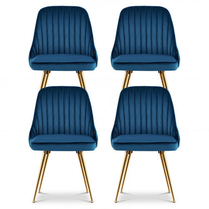 Artiss Dining Chairs Set of 4 Velvet Channel Tufted Blue