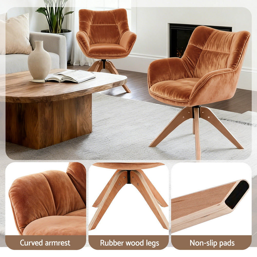 Artiss Swivel Chair Armchair Nursing Velvet Brown