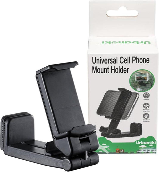 Urbanoki Airplane Phone Holder Mount 360Â° Rotation Stand for Travel Desk - Black.
