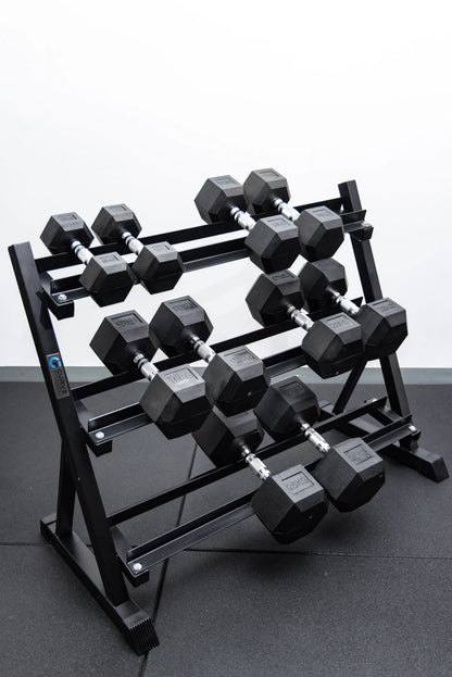5 Pairs Hex Dumbbells PLUS Dumbbell Rack (150 kg | 5kg-25kg | 1.1m 3-tier Rack)