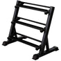 Curve Fitness Three-Tier Dumbbell Rack (110cm wide).