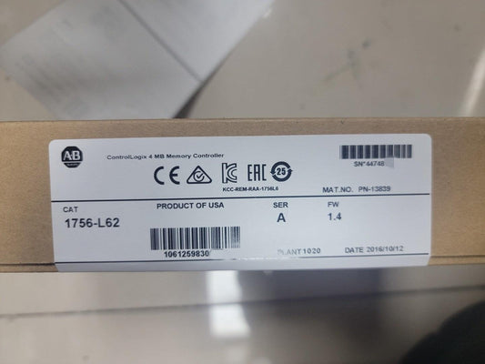 New Allen-Bradley 1756-L62 ControlLogix 4MB Memory Controller AB 1756L62.