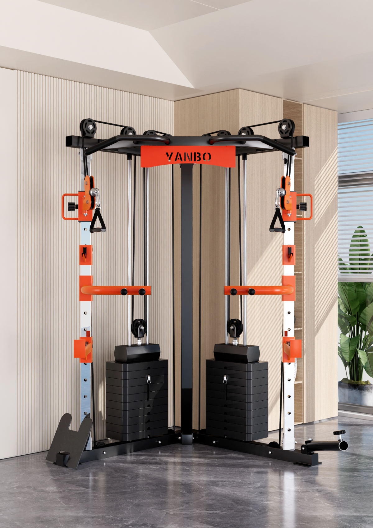 SmartFit C1 Max Multi Functional Cable Crossover Station 130kgs Pin Loaded  Machine  + Multi Func Bench+7Ft Olympic Barbell + 100kgs Weights