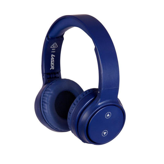 Laser Foldable Bluetooth Headphones with Mic - Navy Blue.