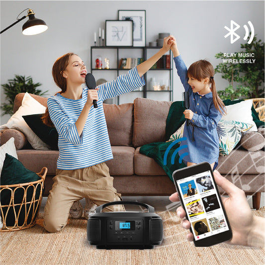 Laser Bluetooth CD/MP3 Boombox - Portable FM Radio Player