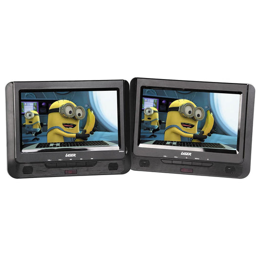 Laser 9 Inch Dual Screen DVD Player Black.