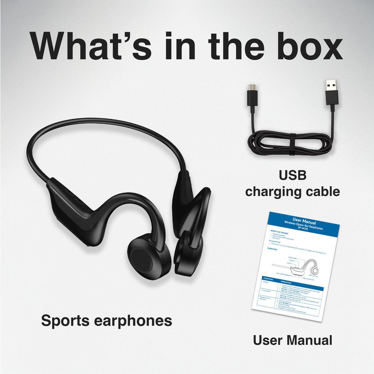 Laser Wireless Open Ear Earphones Black.
