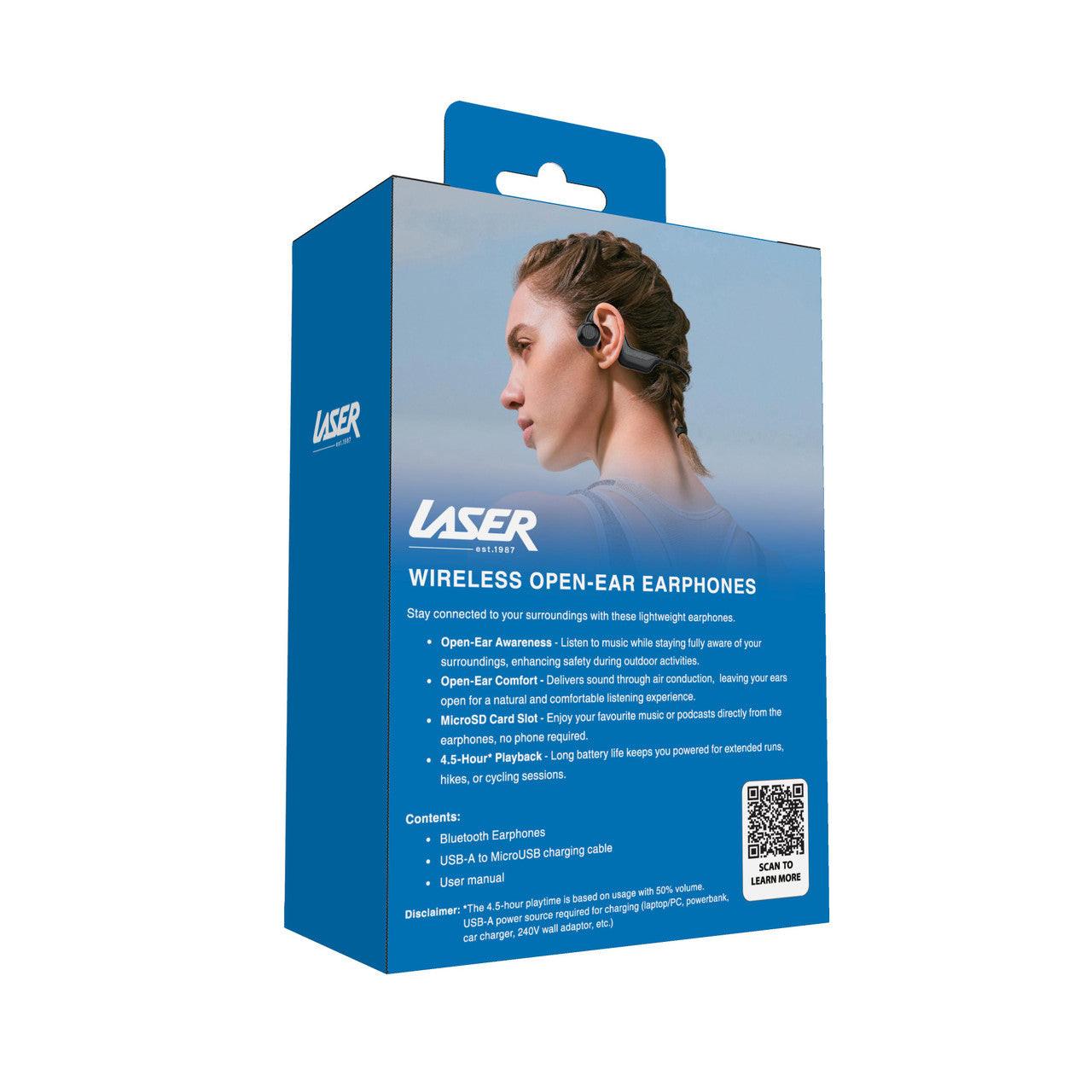 Laser Wireless Open Ear Earphones Black.
