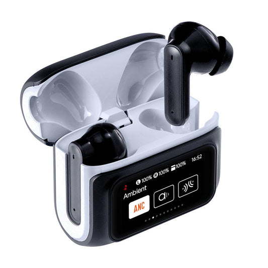 Laser TWS Earbuds ANC with Touch Display Black.