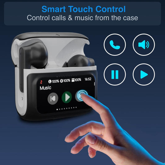 Laser TWS Earbuds ANC with Touch Display Black.