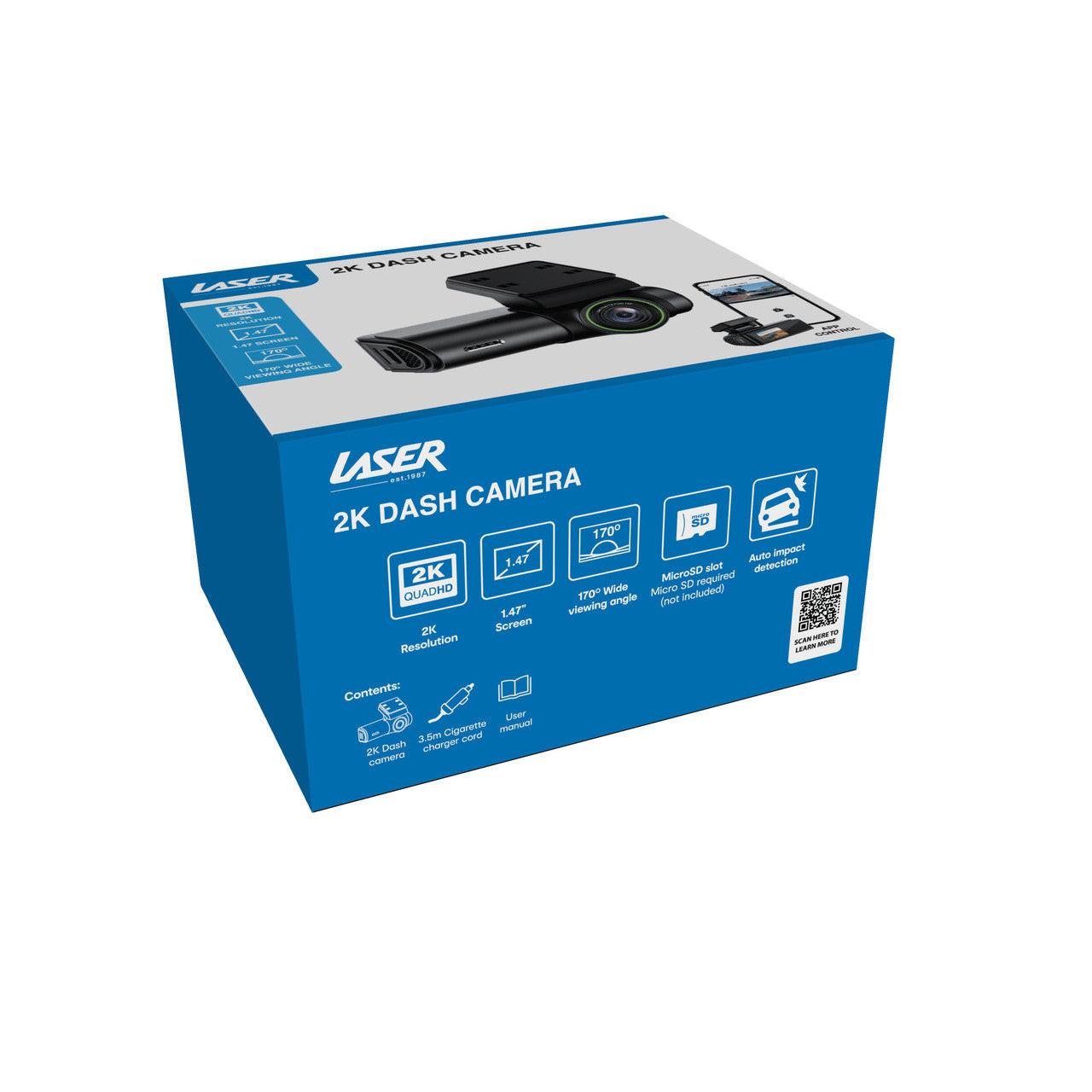 Laser 2K Dash Camera WiFi App Control Black.