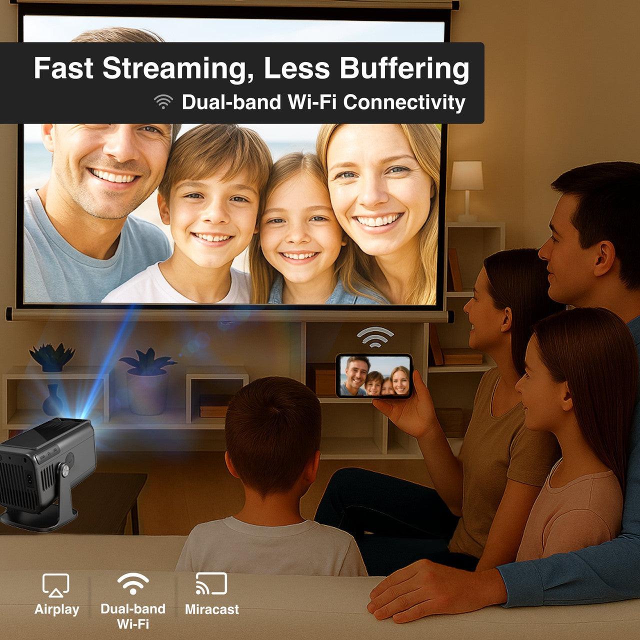 Laser 1080p Android Multi-Angle LED Projector Black.
