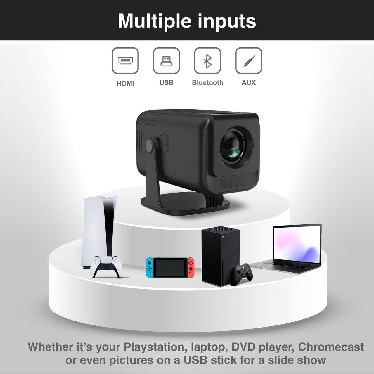 Laser 1080p Android Multi-Angle LED Projector Black.