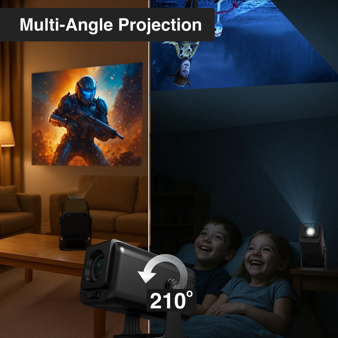 Laser 1080p Android Multi-Angle LED Projector Black.