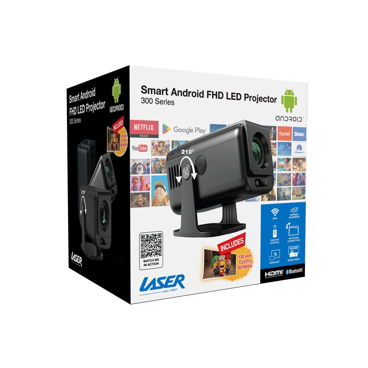 Laser 1080p Android Multi-Angle LED Projector Black.