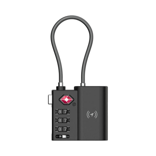 Laser TSA Lock Smart Tag with Rechargeable Battery Black.