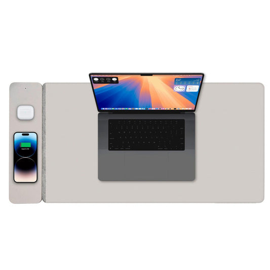 Laser Wireless Charging Desk Mat Grey.
