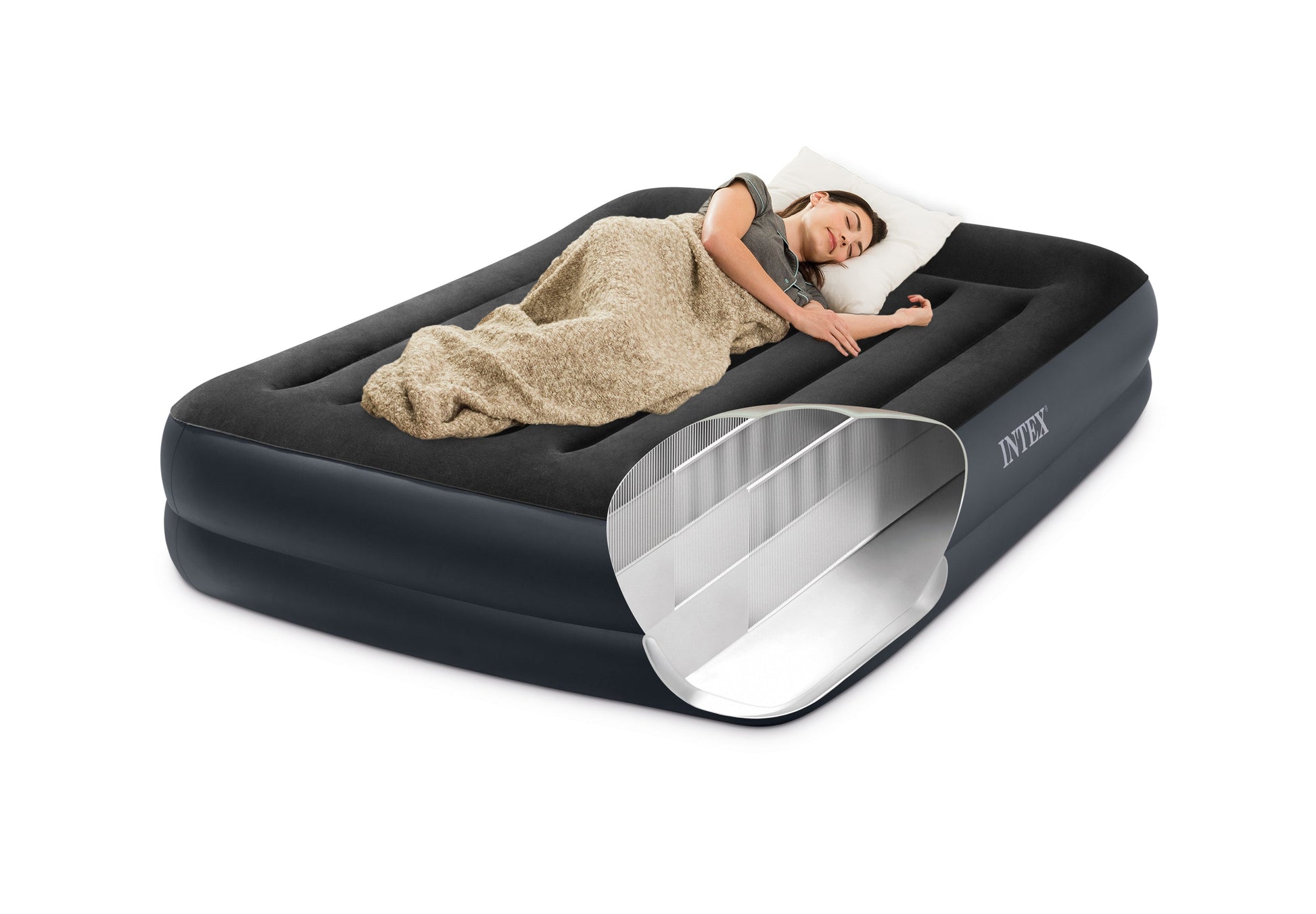 Intex Queen Pillow Rest Airbed with 240v pump 64124.