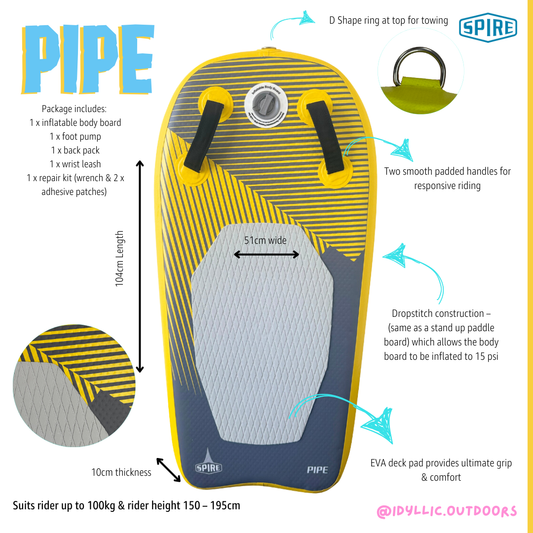 Spire Pipe Inflatable Bodyboard - SP-BB-104.