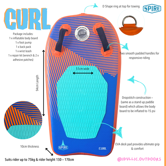 Spire Curl Inflatable Body Board - SP-BB-94.