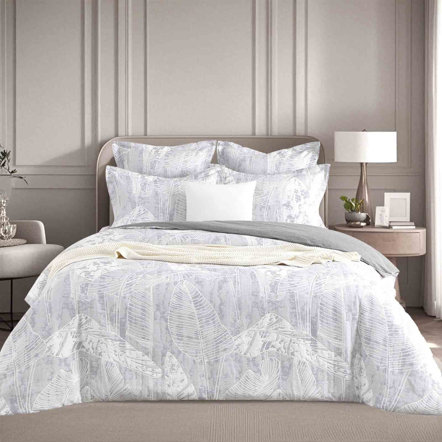 Grove Charcoal Jacquard King Quilt Cover Set by Renee Taylor