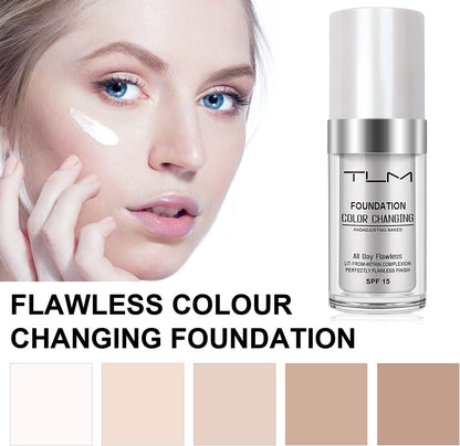 ReviGLam TLM Colour Changing Liquid Foundation Hides Wrinkles & Lines, BB Cream Makeup Base Concealer Cover Moisturizing Fluid for all Skin Tone SPF15, Pack of 1