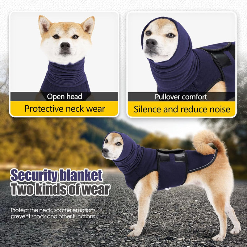 Pet Products Dog Anxiety Vest and Coat, Vet Visits and Separation - Keep Pet Calm, Dog Jacket for Thunder, Fireworks, Anti Anxiety Vest for Dogs and Cat Body and Ear, Dark Blue, S