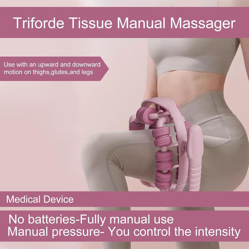 Lymphatic Drainage Massager,Cellulite Massage Roller,Body Sculpting Machine，Thighs Massager, Manual Leg Roller，Relaxing Muscles,360 °28 Wheels Anti Cellulite Roller for Legs (Pink)