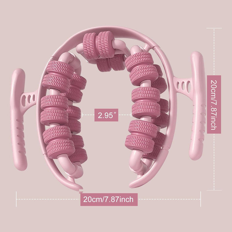 Lymphatic Drainage Massager,Cellulite Massage Roller,Body Sculpting Machine，Thighs Massager, Manual Leg Roller，Relaxing Muscles,360 °28 Wheels Anti Cellulite Roller for Legs (Pink)