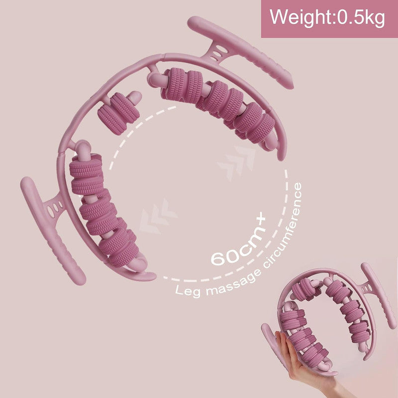 Lymphatic Drainage Massager,Cellulite Massage Roller,Body Sculpting Machine，Thighs Massager, Manual Leg Roller，Relaxing Muscles,360 °28 Wheels Anti Cellulite Roller for Legs (Pink)