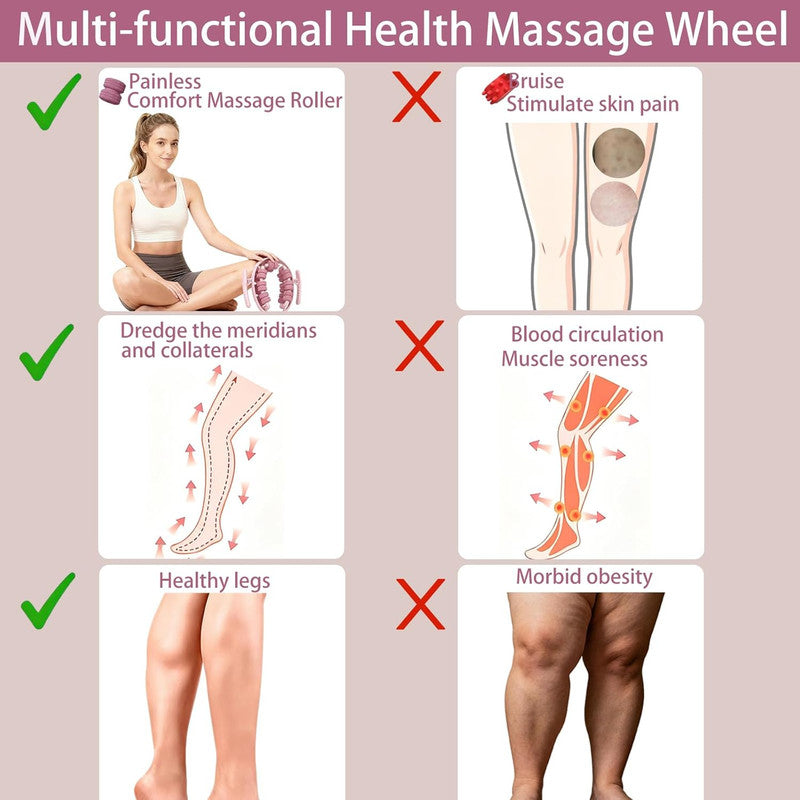 Lymphatic Drainage Massager,Cellulite Massage Roller,Body Sculpting Machine，Thighs Massager, Manual Leg Roller，Relaxing Muscles,360 °28 Wheels Anti Cellulite Roller for Legs (Pink)