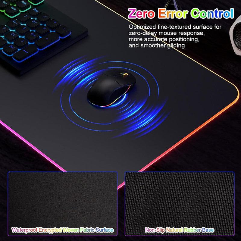 Wireless Charging Mouse Pad 15W RGB Gaming Mousepad Waterproof Desk Mat with Phone Holder 35.4''x11.8'' Extra Large Desk Pad Non-Slip Base Computer Keyboard Mat for PC Laptop, Black.