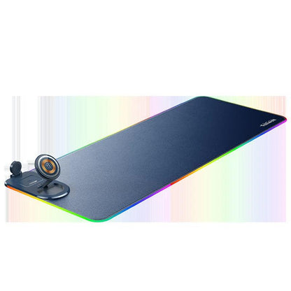 Wireless Charging Mouse Pad 15W RGB Gaming Mousepad Waterproof Desk Mat with Phone Holder 35.4''x11.8'' Extra Large Desk Pad Non-Slip Base Computer Keyboard Mat for PC Laptop, Blue.