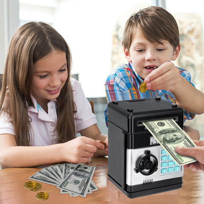 Toys for Kids Ages 5-7, 8-10, Electronic ATM Password Cash Coin Can Auto Scroll Paper Money Saving Box Toys for 6 7 8 9 10 11 12 Year Old Girl Christmas Birthday Gifts black.