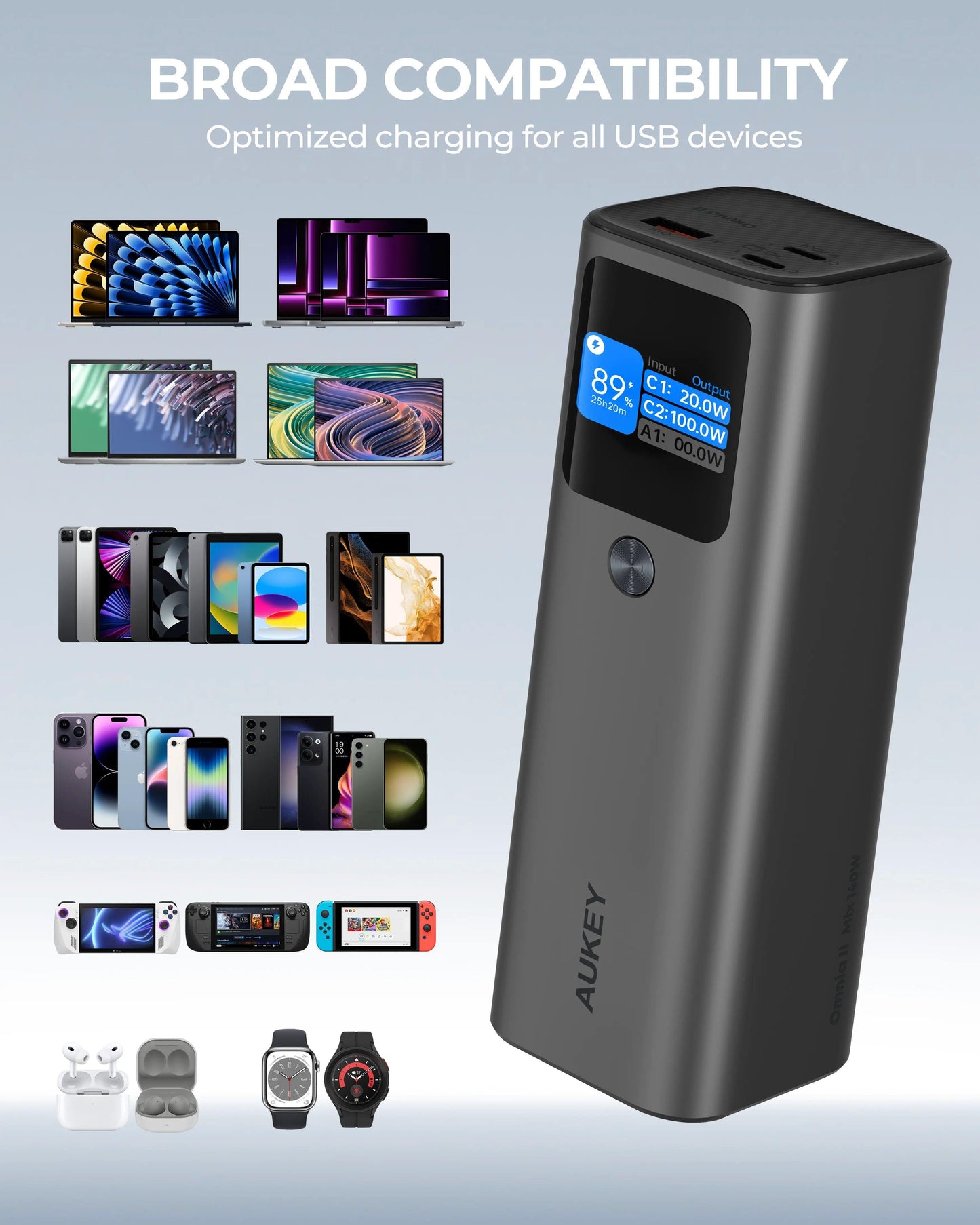 Aukey Sprint X 27.6K 140W 27,600mAh Portable Power Bank with PD3.1 (PB-Y45).